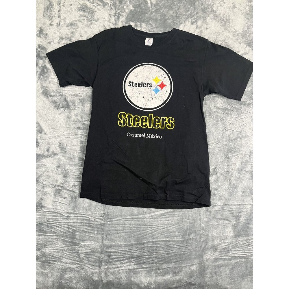 Steelers Cozumel México Black T-Shirt Yazbek Heavy Weight Cotton Medium